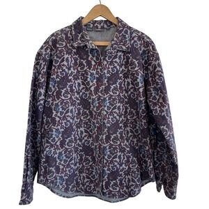 Woolrich Paisley Button Up Shirt Large Women  100% Cotton Made In USA  Vintage